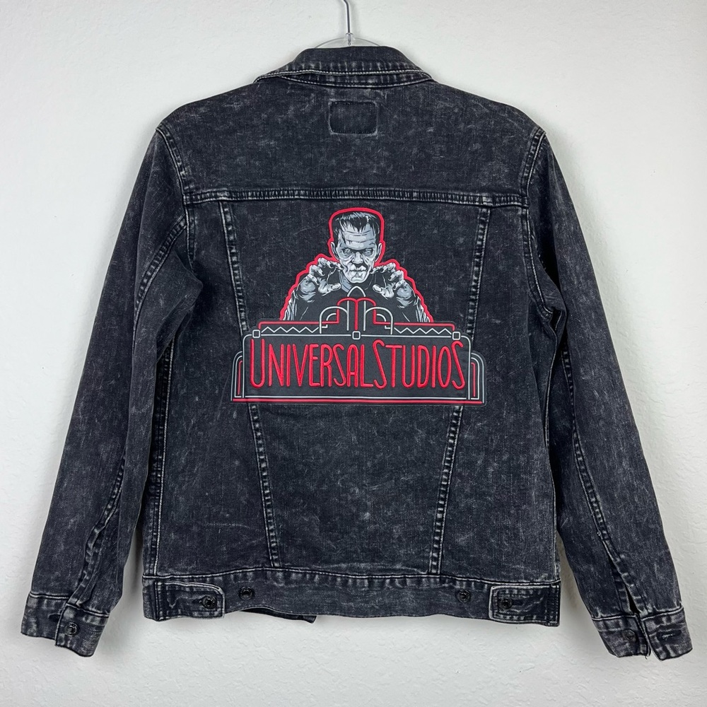 Black Denim Jacket Halloween Horror Nights Frankenstein Size Small